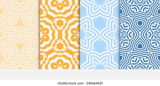 Floral ornament. Set of seamless pattern. Vector illustration. For fashion design, wallpaper, invitation.