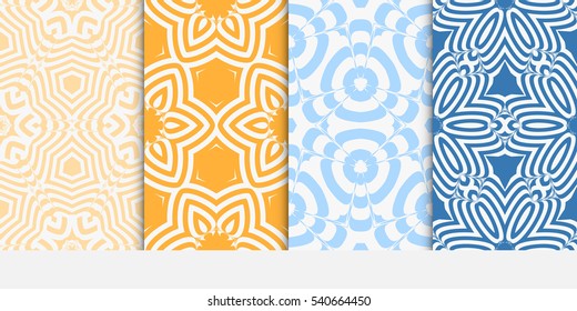 Floral ornament. Set of seamless pattern. Vector illustration. For fashion design, wallpaper, invitation.