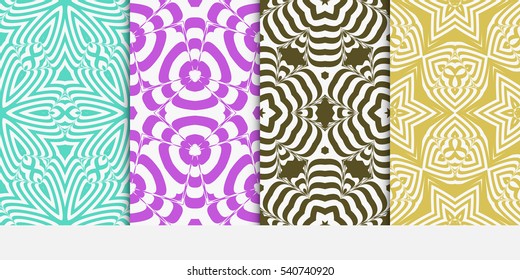 Floral ornament. Set of seamless pattern. Vector illustration. For fashion design, wallpaper, invitation.