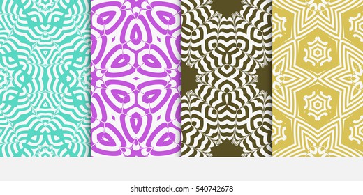 Floral ornament. Set of seamless pattern. Vector illustration. For fashion design, wallpaper, invitation.