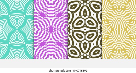 Floral ornament. Set of seamless pattern. Vector illustration. For fashion design, wallpaper, invitation.