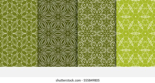 Floral ornament. Set of seamless pattern. Vector illustration. For fashion design, wallpaper, invitation. green Color