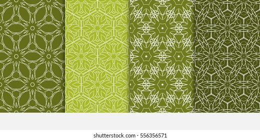 Floral ornament. Set of seamless pattern. Vector illustration. For fashion design, wallpaper, invitation. green Color