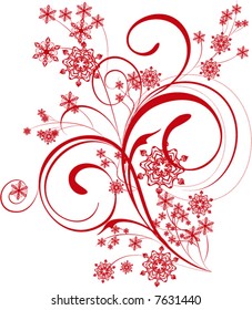 floral ornament with snowflakes -  vector