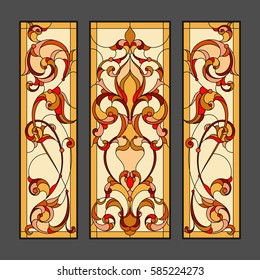 Floral ornament - stained glass. Vector.