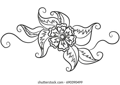 The floral ornament. The style of mehndi. Vector illustration.