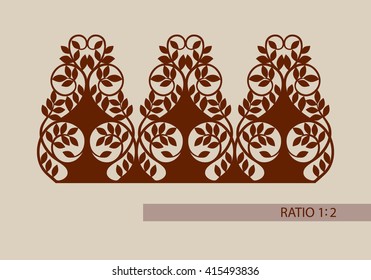 Floral ornament. The template pattern for decorative panel. A picture suitable for printing, engraving, laser cutting paper, wood, metal, stencil manufacturing. Vector. Easy to edit