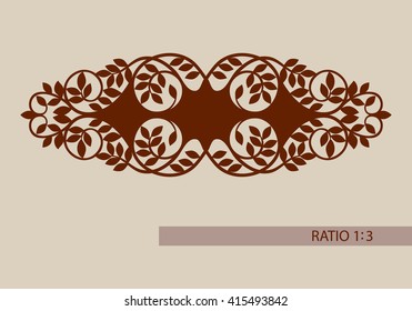 Floral ornament. The template pattern for decorative panel. A picture suitable for printing, engraving, laser cutting paper, wood, metal, stencil manufacturing. Vector. Easy to edit