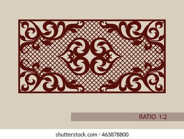 Floral ornament. The template pattern for decorative panel. A picture suitable for paper cutting, printing, laser cutting or engraving wood, metal. Stencil manufacturing. Vector