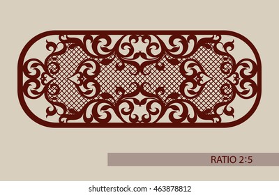 Floral ornament. The template pattern for decorative panel. A picture suitable for paper cutting, printing, laser cutting or engraving wood, metal. Stencil manufacturing. Vector
