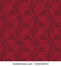 
Floral ornament with transparent elements on a red background can be used in the manufacture of wallpaper, fabrics, web design