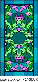 floral ornament of tulips / vector illustration in stained glass window