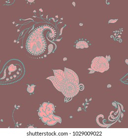 Floral ornament with Turkish cucumber, bird, feather rose