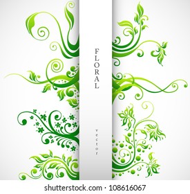 Floral Ornament Vector Design Elements. Green Plants with Leafs and Decorative Elements Set.