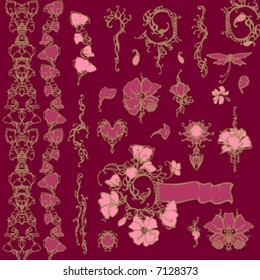 Floral ornament vector design elements