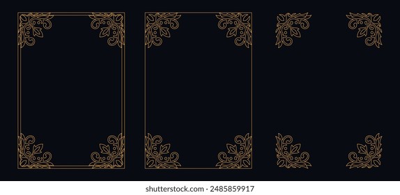 floral ornament, vector design,Set of Decorative vintage borders and frames,Gold floral ornament, Wedding and restaurant menu, photo frame floral for picture,