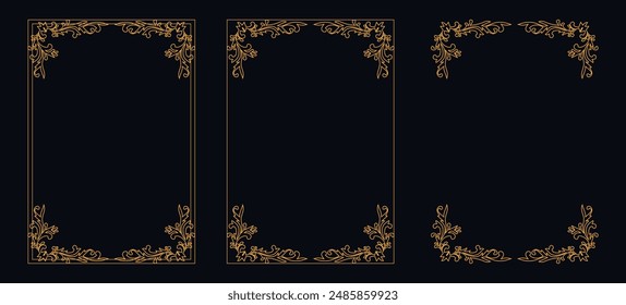 floral ornament, vector design,Set of Decorative vintage borders and frames,Gold floral ornament, Wedding and restaurant menu, photo frame floral for picture,