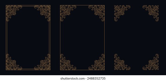 floral ornament, vector design,Set of Decorative vintage borders and frames,Gold floral ornament, Wedding and restaurant menu, photo frame floral for picture,