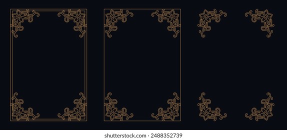floral ornament, vector design,Set of Decorative vintage borders and frames,Gold floral ornament, Wedding and restaurant menu, photo frame floral for picture,