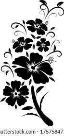 Floral Ornament Vector flowers Roses Black Clip Art Monochrome