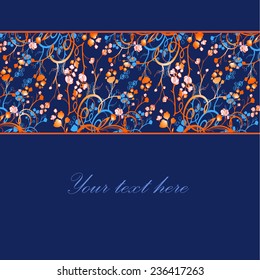 Floral ornament. Vector hand-drawing floral postcard. Vector hand drawing flower. Element of decoration textile, gift card, wedding invitation. Card template