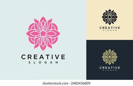 Plantilla de diseño de logotipo de Vector de adorno floral	
