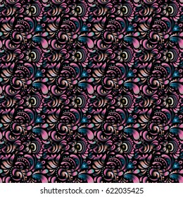 Floral ornament. Vector seamless background. Colored patterns antique.