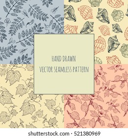 Floral ornament. Vector seamless pattern. Hand drawn sketch.