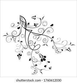floral ornament vector with white background