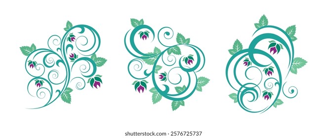 Floral Ornament Vectors Art on White Background