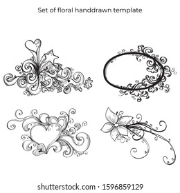 Floral ornament vintage design. Cute floral tattoo handdrawn.