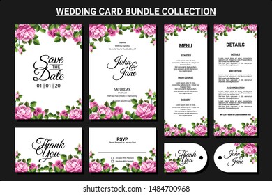 floral ornament for wedding invitation card design bundle collection set