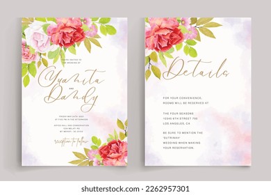 floral ornament wedding invitation card set