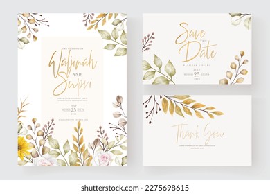 floral ornament wedding invitation card illustration