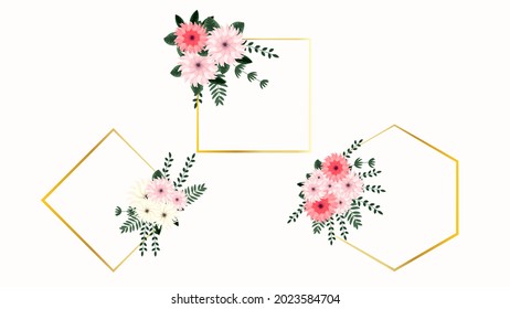 floral ornament for your design - invitation or greeting card for wedding decor, Valentine's Day, sales and events with paper label badge tag Vector illustration.
