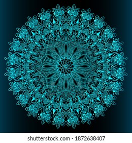 floral ornamental arábigo luz azul forma punto abstracto arabesco mandala diseño y fondo de patrón islámico