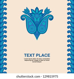 Floral ornamental background with blue flower
