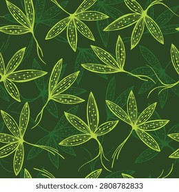 Floral ornamental background with stylized foliage. Elegant flower or seaweeds design for packaging surfaces. Modern vector artwork for stationery collections. Abstract flower, foliage or seaweeds.