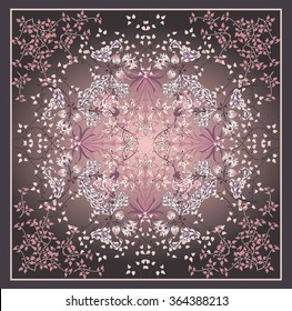 floral ornamental composition in a square
