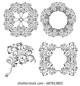 Floral ornamental decorations. Collection. Vector illustration isolated on white background