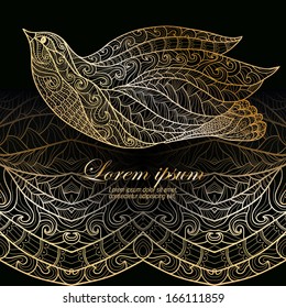 floral ornamental decorative background with bird in art nouveau stile