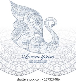 floral ornamental decorative background with swan in art nouveau stile