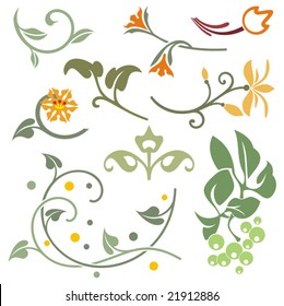 Floral ornamental design elements, vector series.