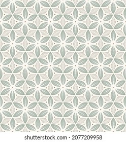 Floral ornamental design. Seamless pattern for textile and wallpapers. Green and grey diamond, modern flower pattern. 