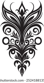 Floral ornamental divider, designer element for stencil, Tattoo vector Laser cut file Engraving cnc decal, png isolated overlay