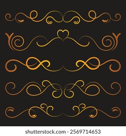 Floral Ornamental Divider Linework, Divider Line Art Vector Design