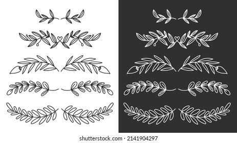 Floral ornamental doodle dividers, vintage hand drawn tribal arrow and calligraphic deco border vector set isolated on white background. Vector Illustration EPS 10