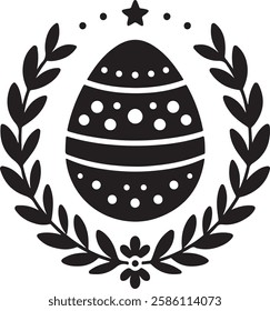 Floral and ornamental Easter Egg Silhouette Vector Illustrations