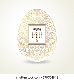 Floral ornamental egg for your spring design. Element in Eastern style. Traditional vintage decor for invitations, greeting cards, print, web. Happy Easter. Ornate illustration for Holiday's template.
