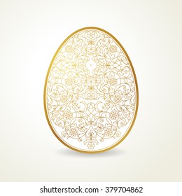 Floral ornamental egg for your spring design. Element in Eastern style. Traditional vintage decor for invitations, greeting cards, print, web. Happy Easter. Ornate illustration for Holiday's template.